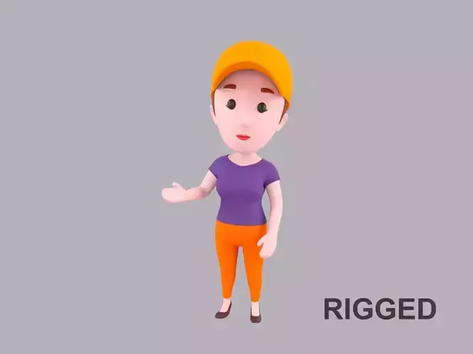  Cartoon Female Character Rigged 007