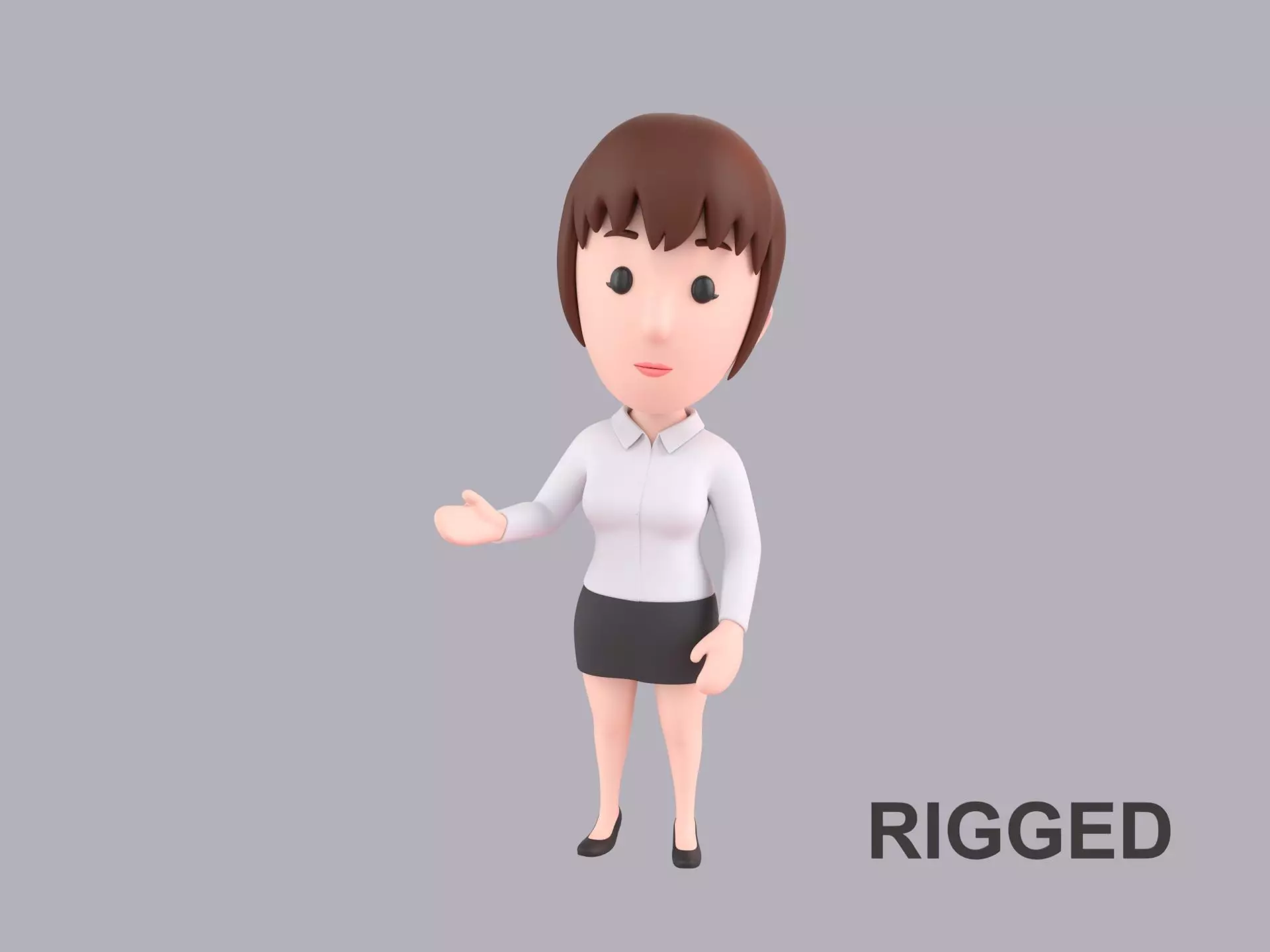 Cartoon Female Character Rigged 008 3D model