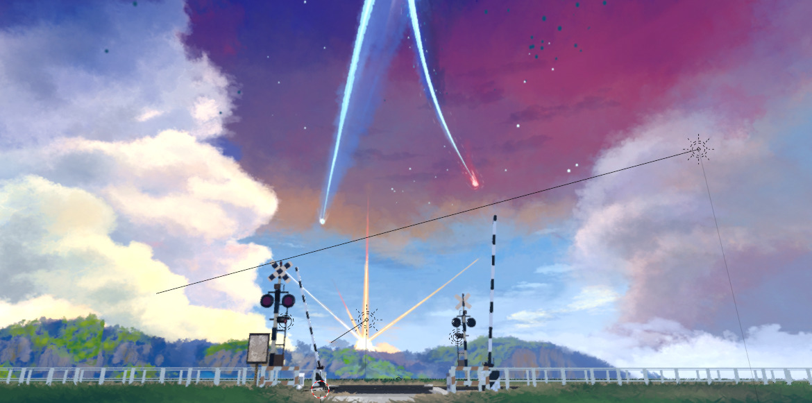 anime sky HDRI handpainted for blender YOUR NAME meteor sky 3D model_3