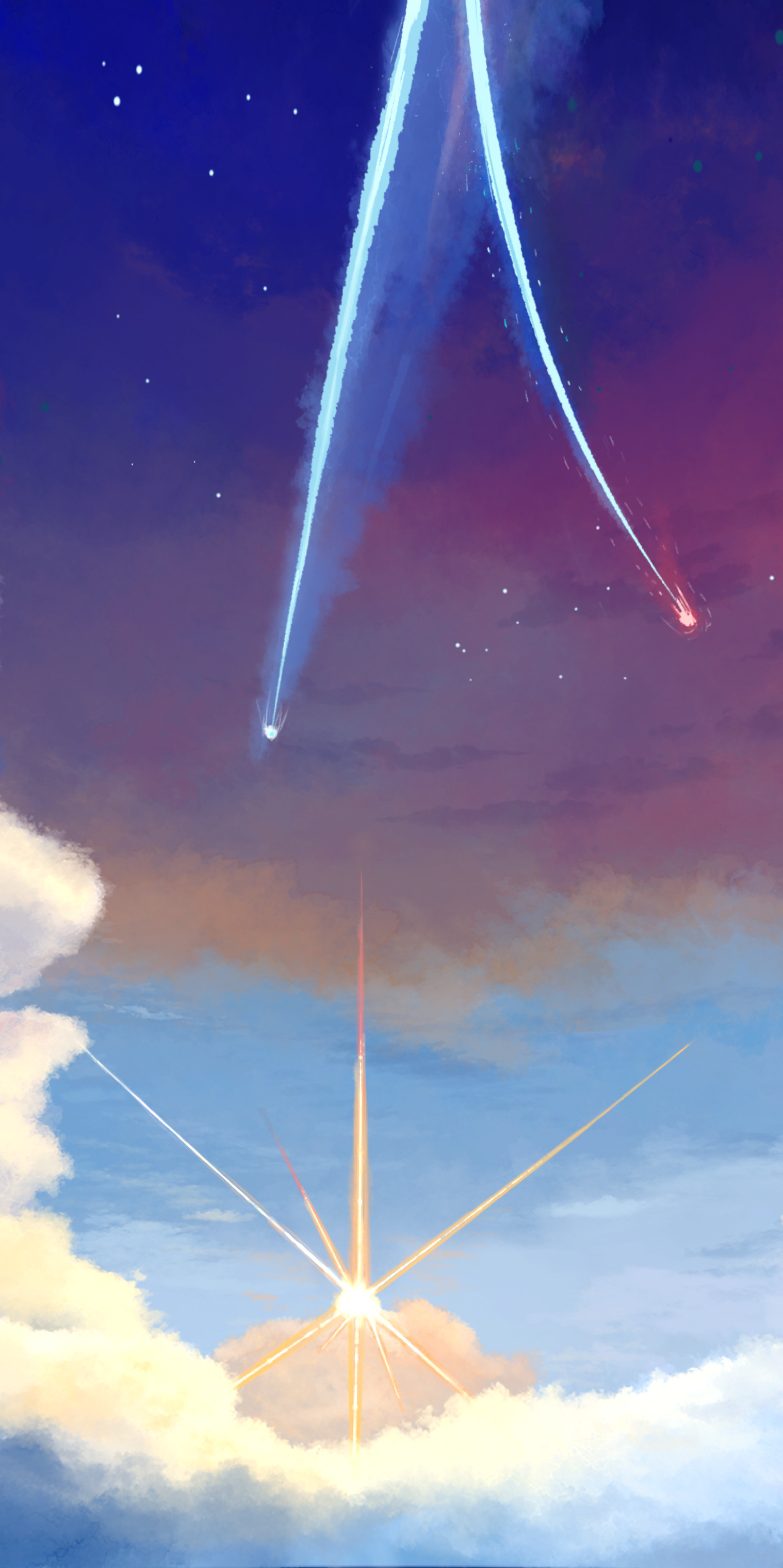 anime sky HDRI handpainted for blender YOUR NAME meteor sky 3D model_4