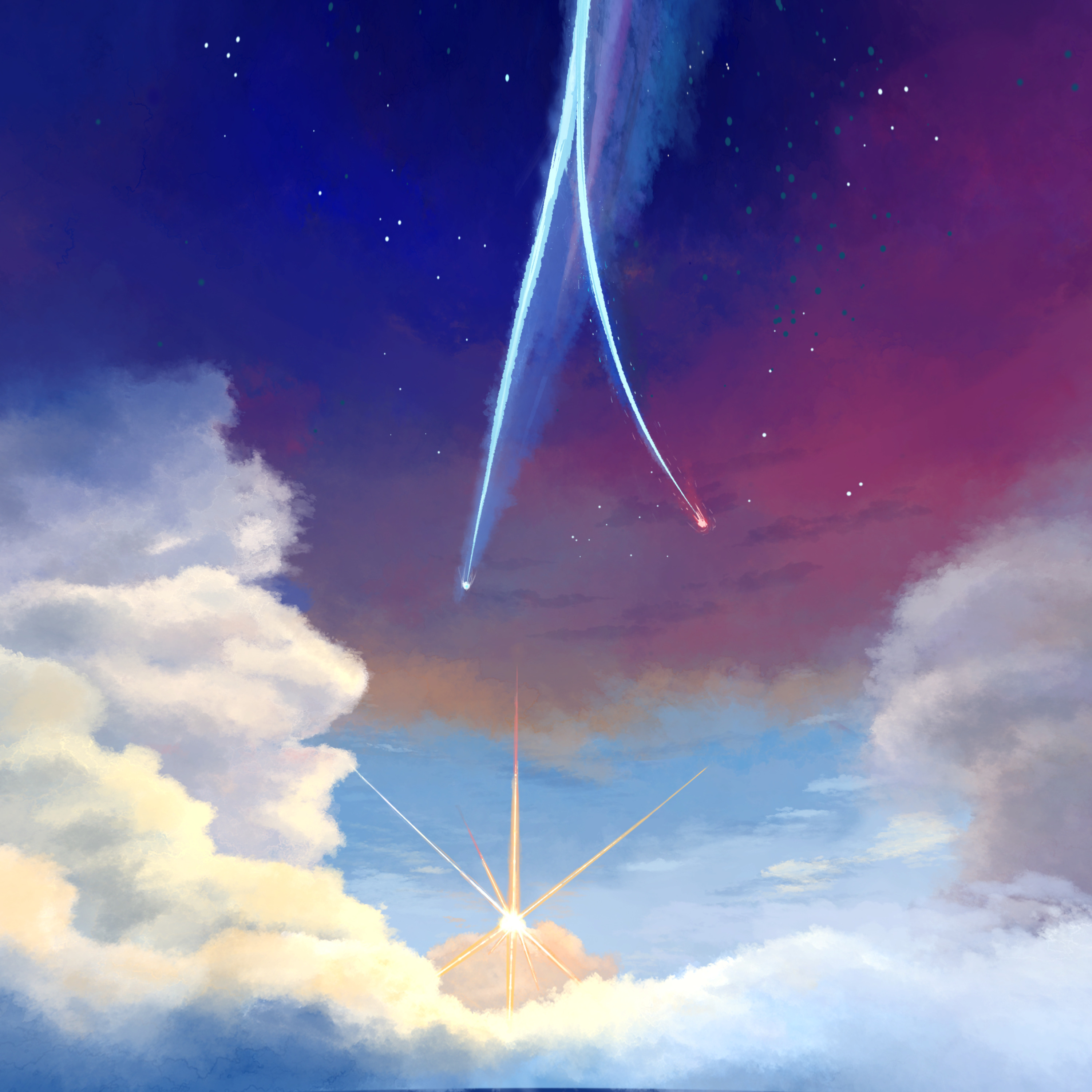 anime sky HDRI handpainted for blender YOUR NAME meteor sky 3D model_5
