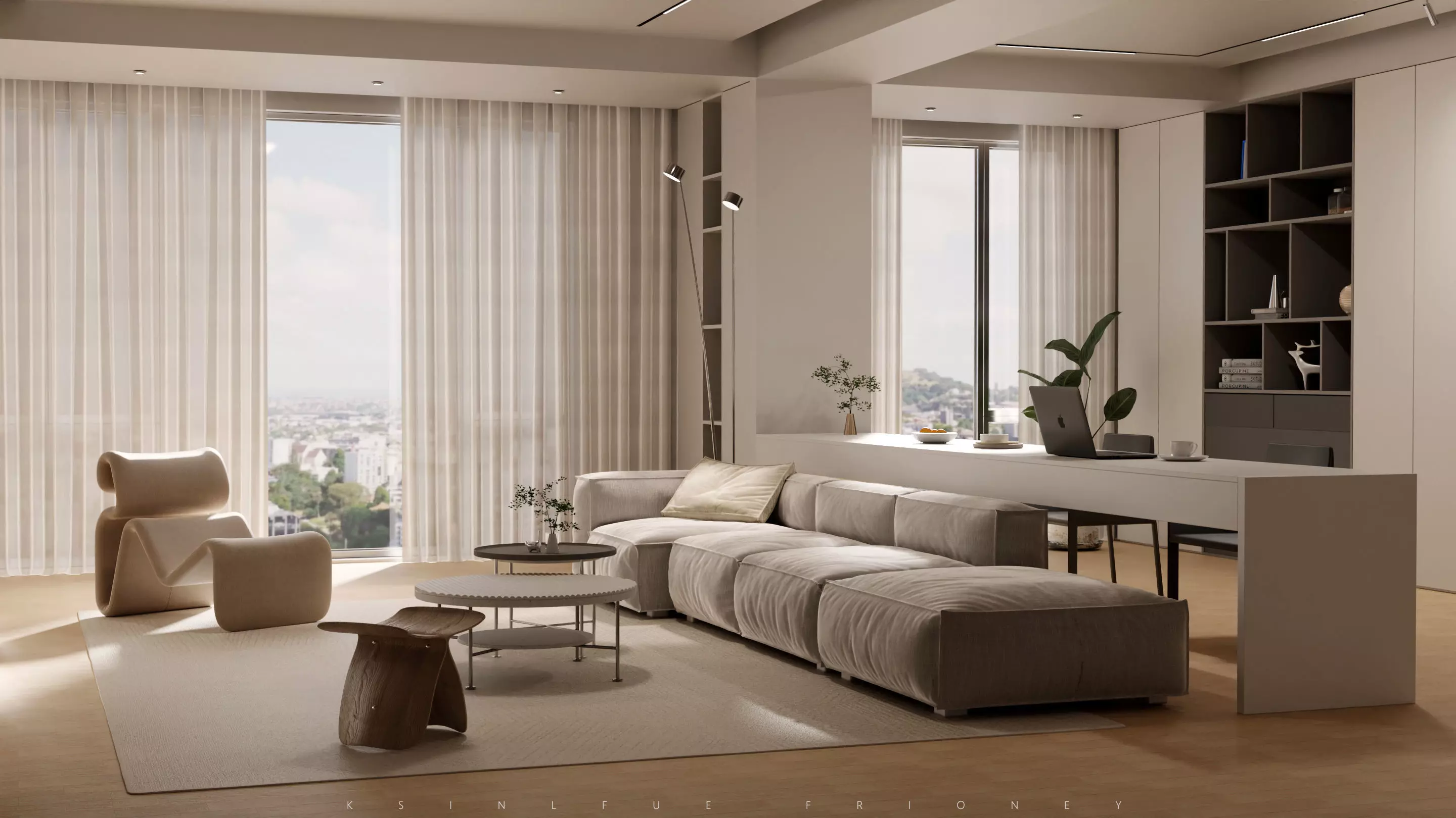 Log modern style livingroom 3D model