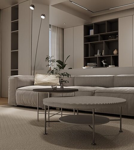 Log modern style livingroom 3D model 5
