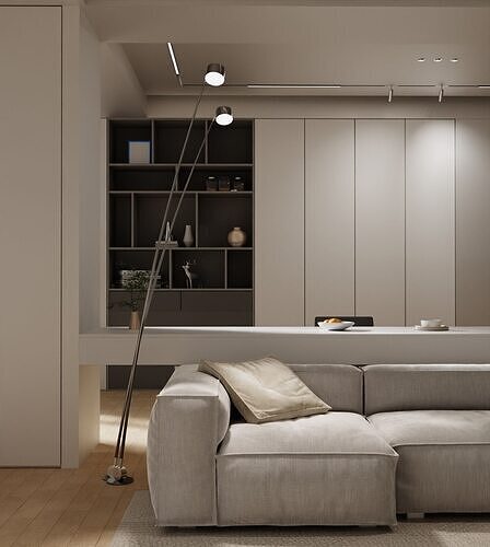 Log modern style livingroom 3D model 6