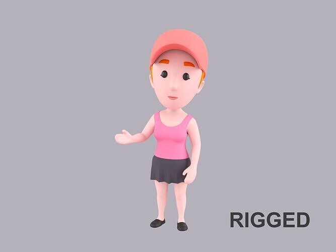  Cartoon Female Character Rigged 010 3D model