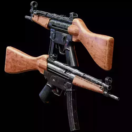 The Heckler and Koch MP5 with Wooden Details Low-poly 3D model