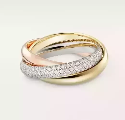 Cartie Trinity ring classic model half paved 3D print model