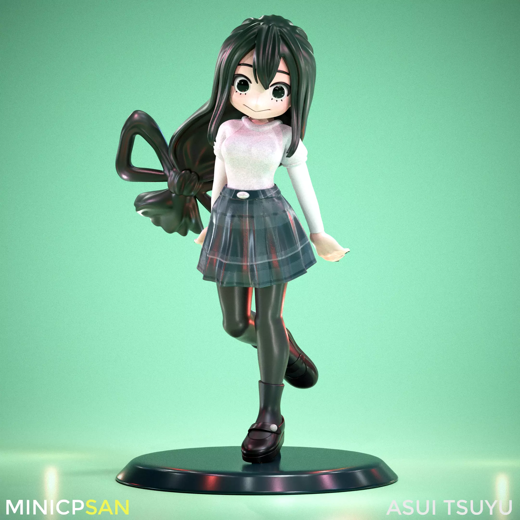 Asui Tsuyu - Adorable Plaid Skirt Outfit - My Hero Academia 3D print model