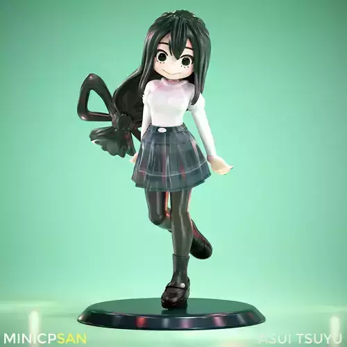 Asui Tsuyu - Adorable Plaid Skirt Outfit - My Hero Academia 3D print model