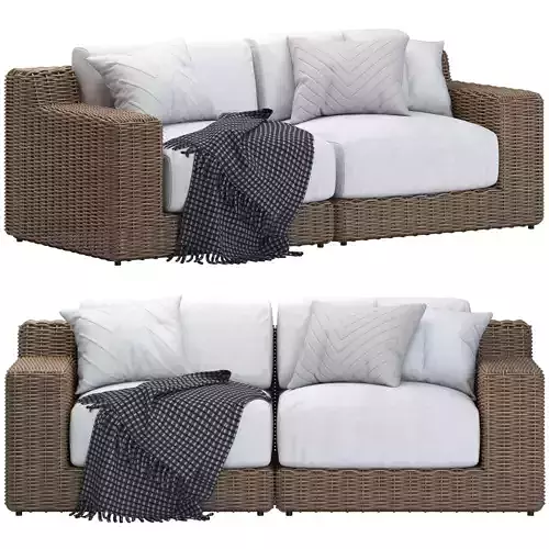 CB2 Maylin Rattan 2 seater Sofa