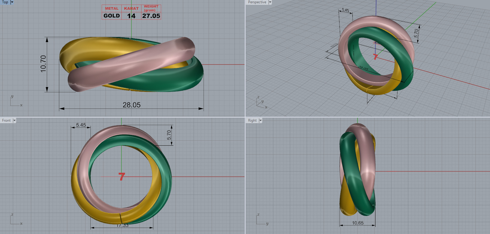 Cartie Trinity ring large model 3D print model_5