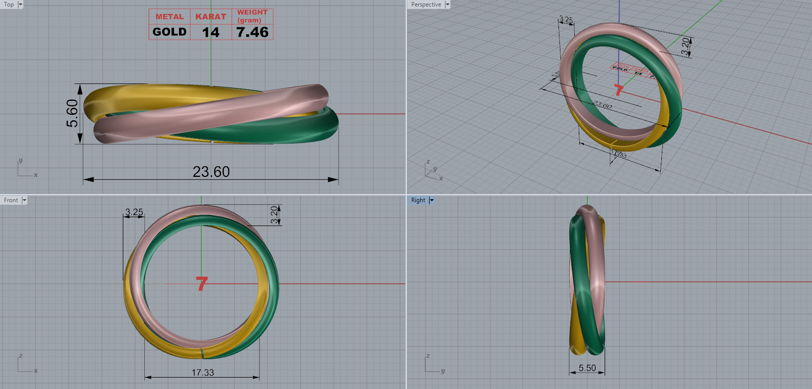 Cartie Trinity ring small model 3D print model_7