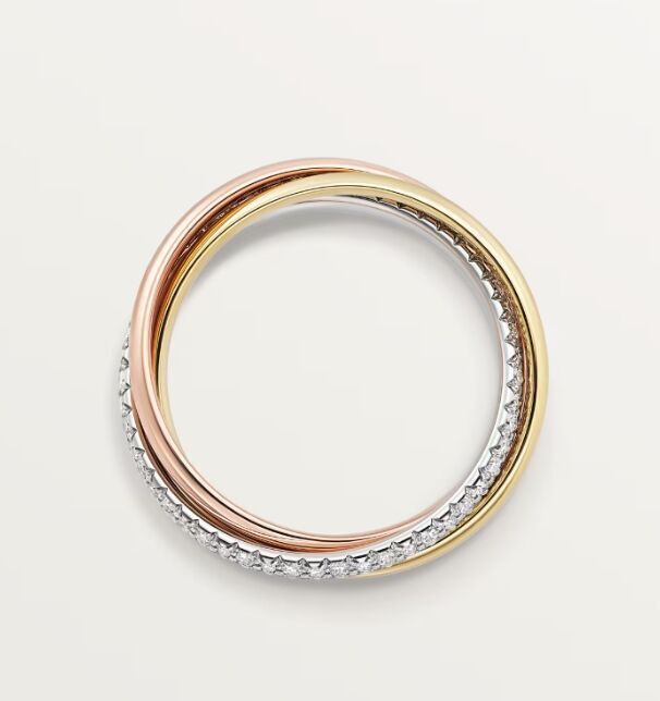 Cartie Trinity ring small model half paved 3D print model_6