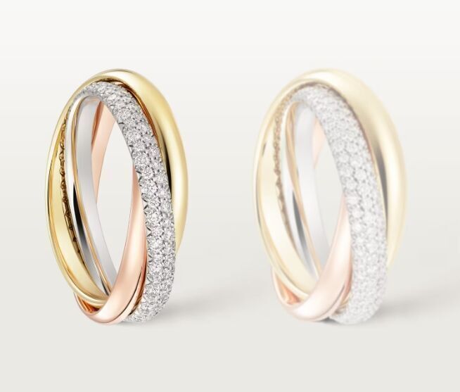 Cartie Trinity ring small model half paved 3D print model_9