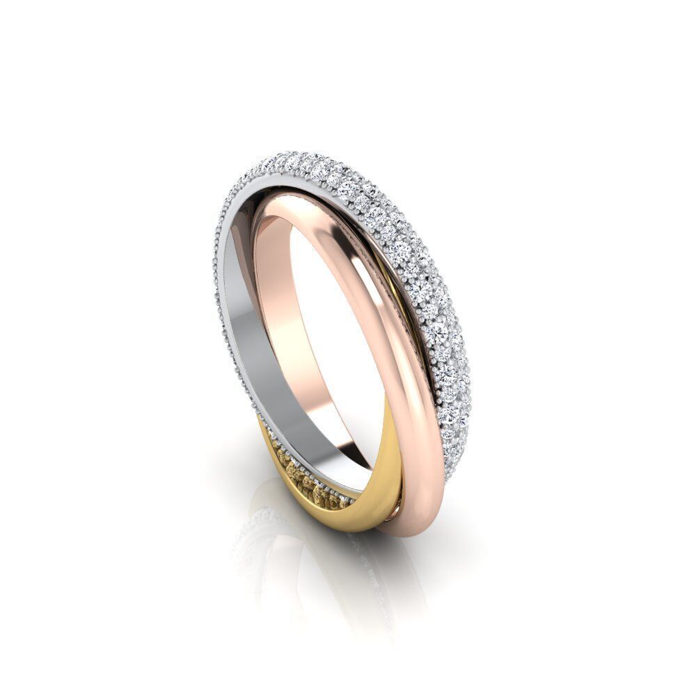 Cartie Trinity ring small model half paved 3D print model_1