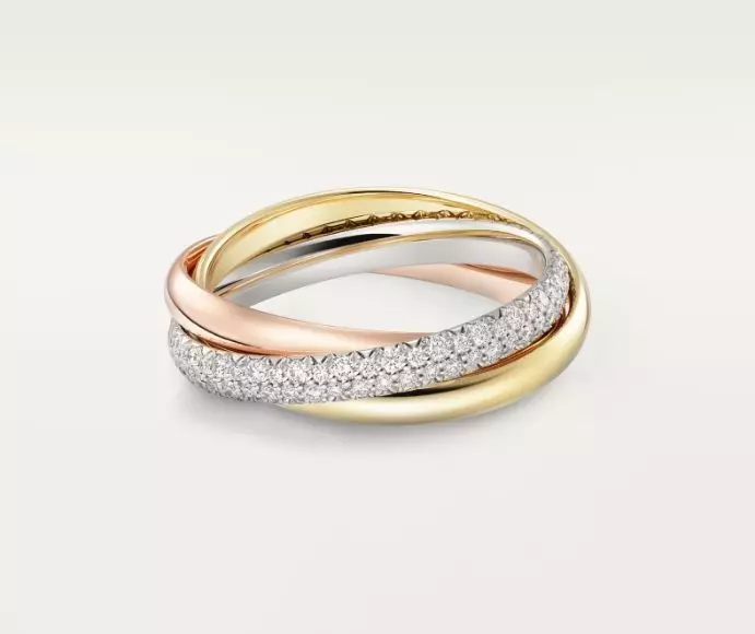 Cartie Trinity ring small model half paved 3D print model_0