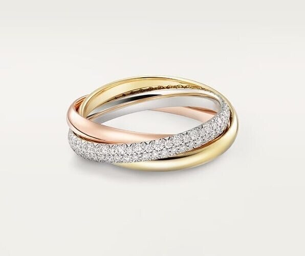 Cartie Trinity ring small model half paved 3D print model