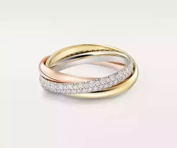 Cartie Trinity ring small model half paved 3D print model