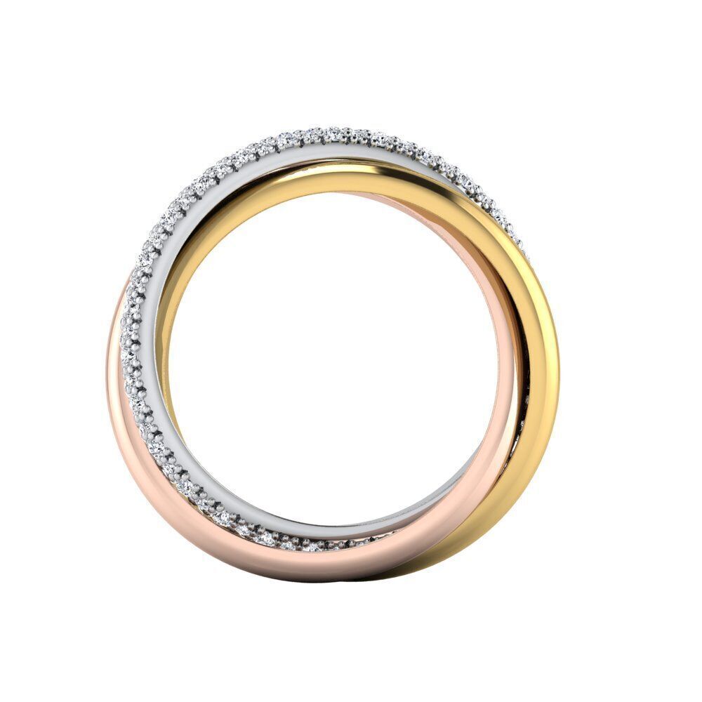 Cartie Trinity ring small model half paved 3D print model_3