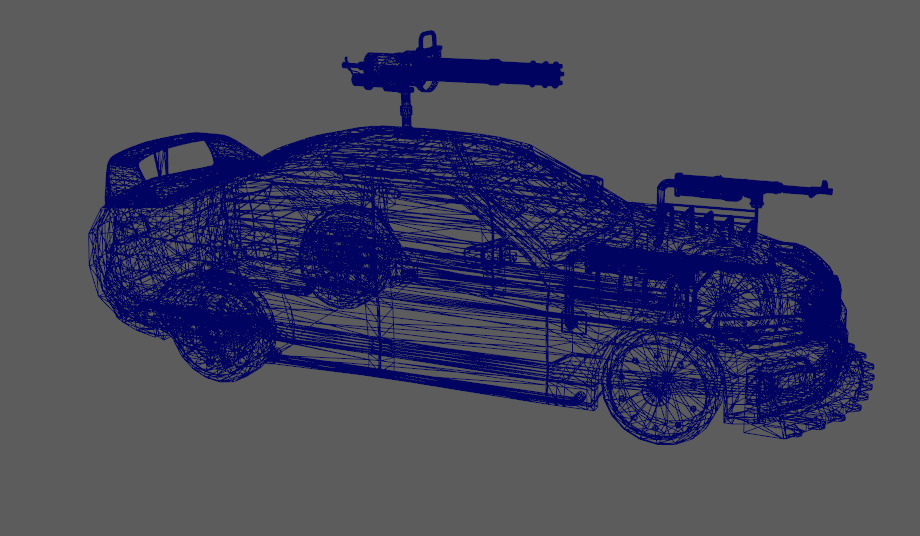 Next generation armed small car Low-poly 3D model_2