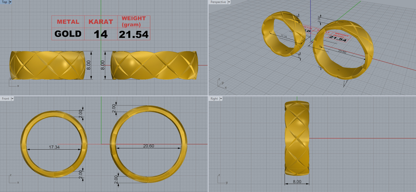 Chane Coco Crush Ring 8mm sz 7 and sz 11 3D print model_10