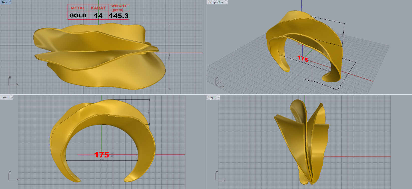 Celin swirl bracelet 3D print model_12
