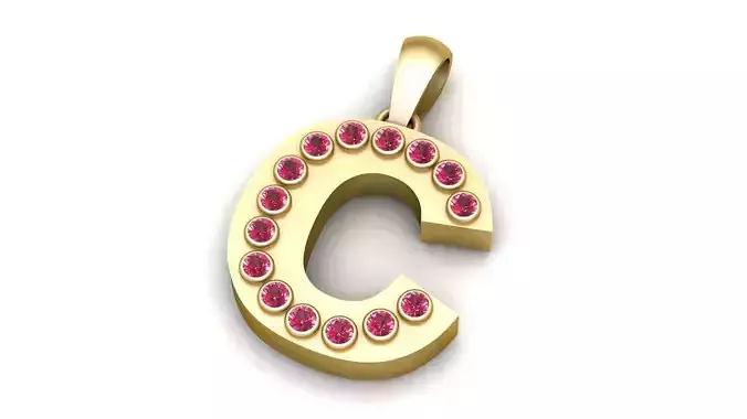 C WORD PENDANT 3D PRINTABLE MODEL 