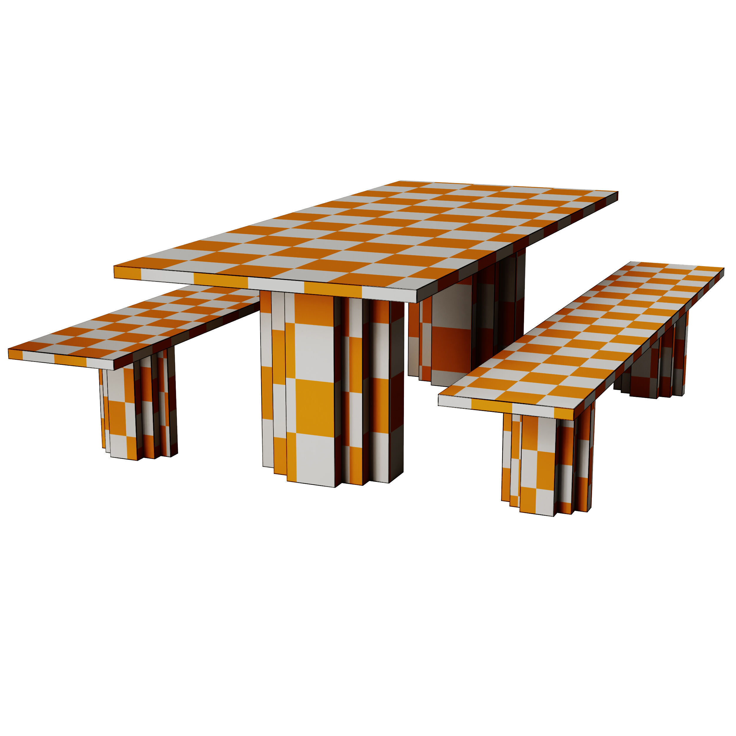 Mokko Brut Slim Table and Bench 3D model_6