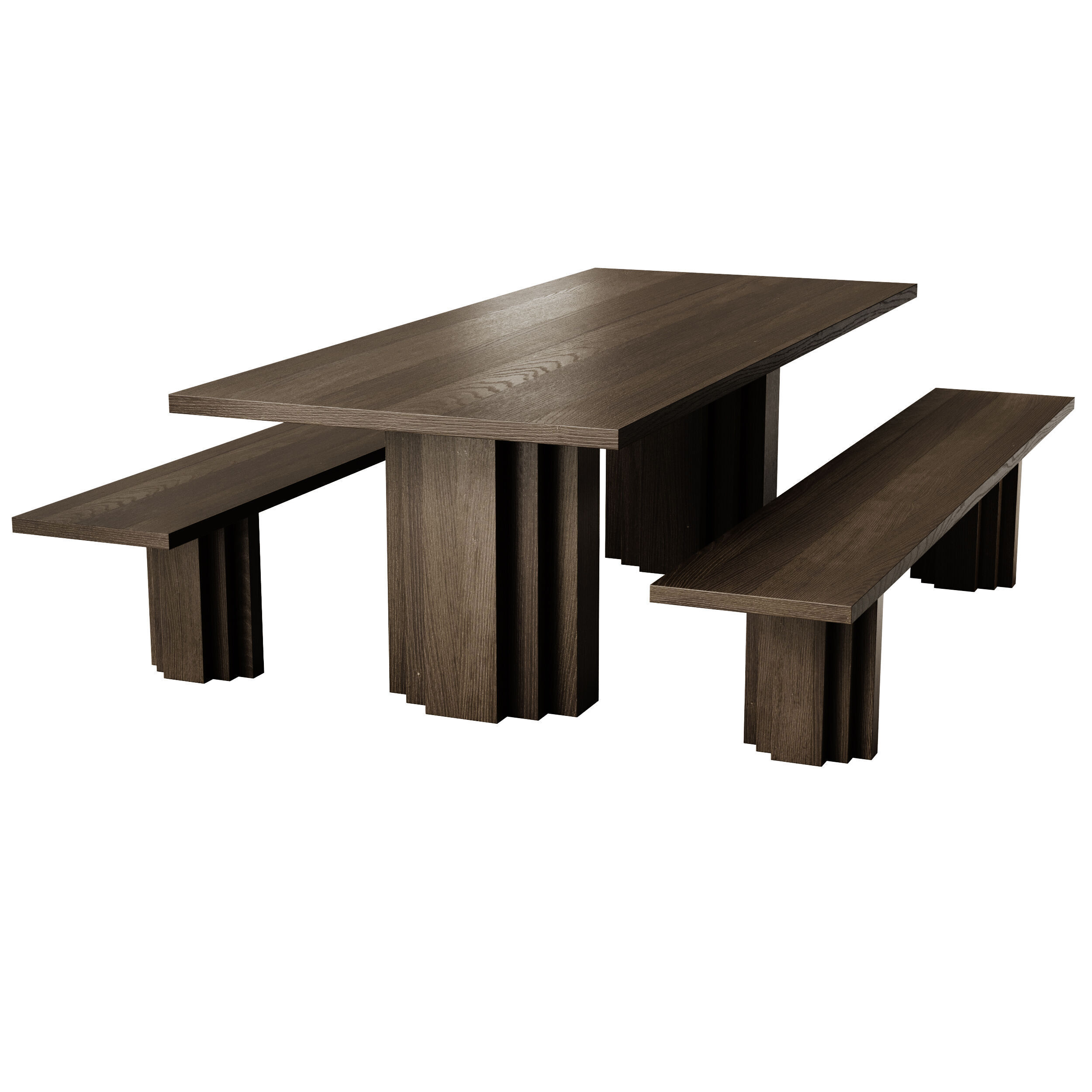 Mokko Brut Slim Table and Bench 3D model_4