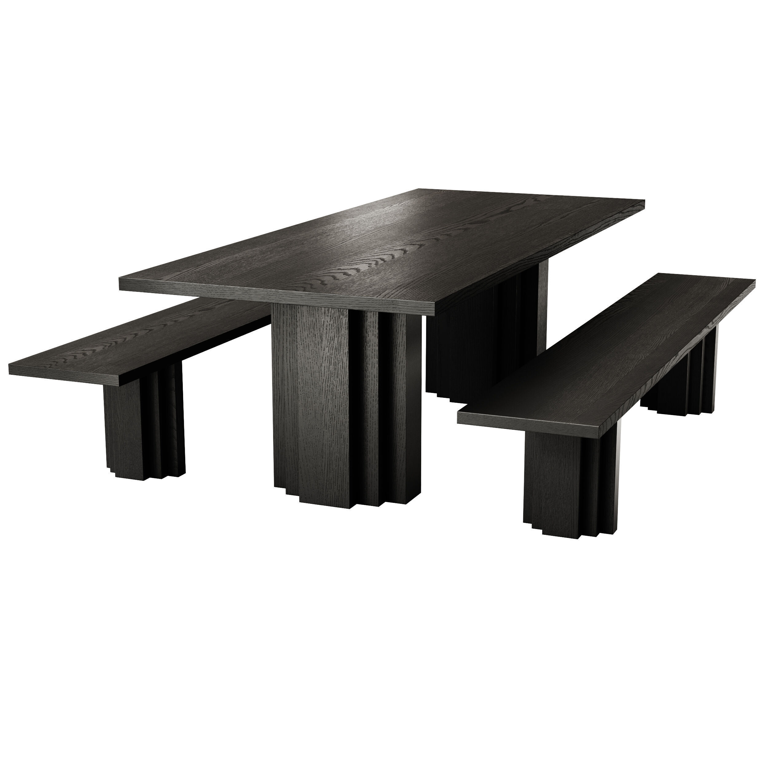 Mokko Brut Slim Table and Bench 3D model_3