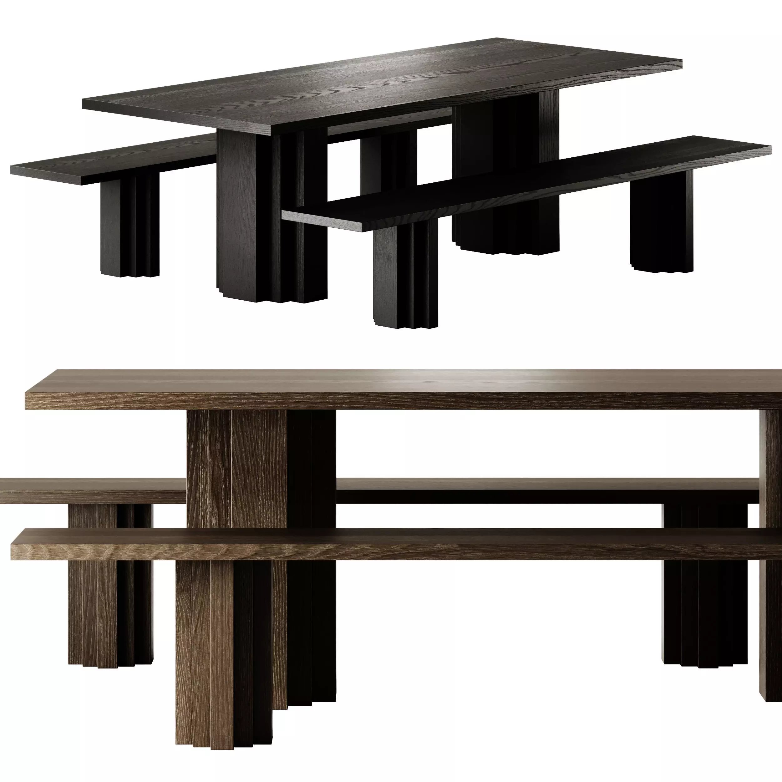 Mokko Brut Slim Table and Bench 3D model_0