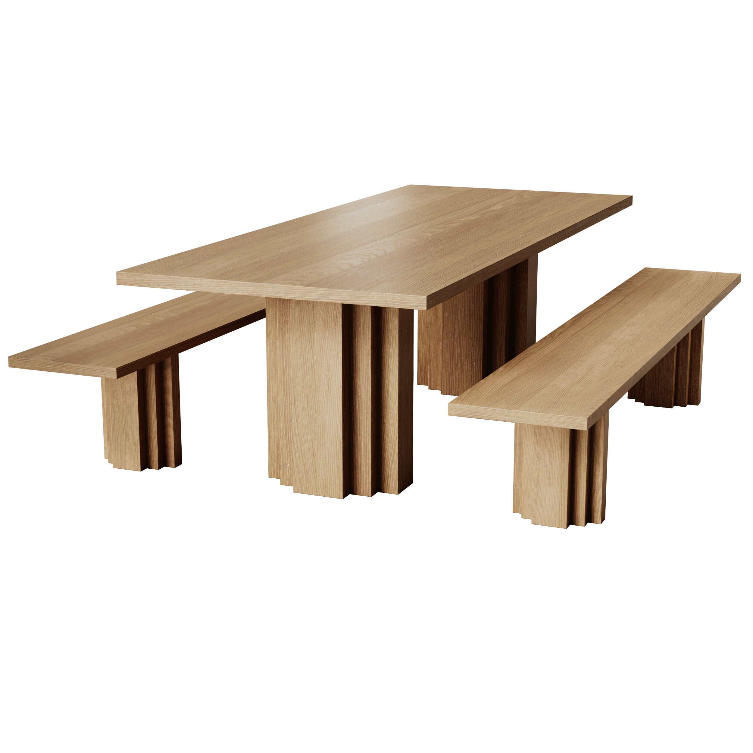 Mokko Brut Slim Table and Bench 3D model_1