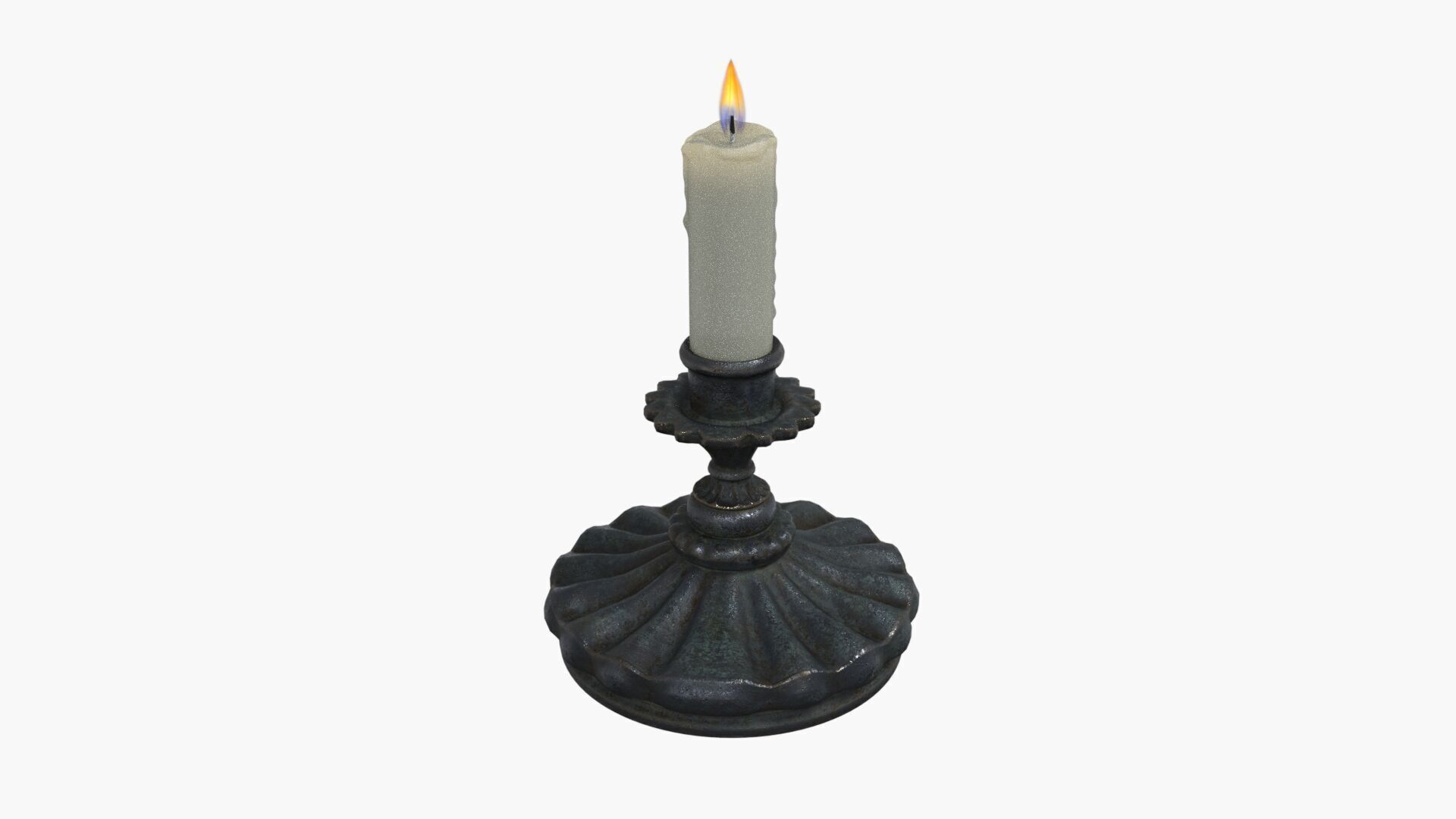 Antique Victorian Candle Low-poly 3D model_2