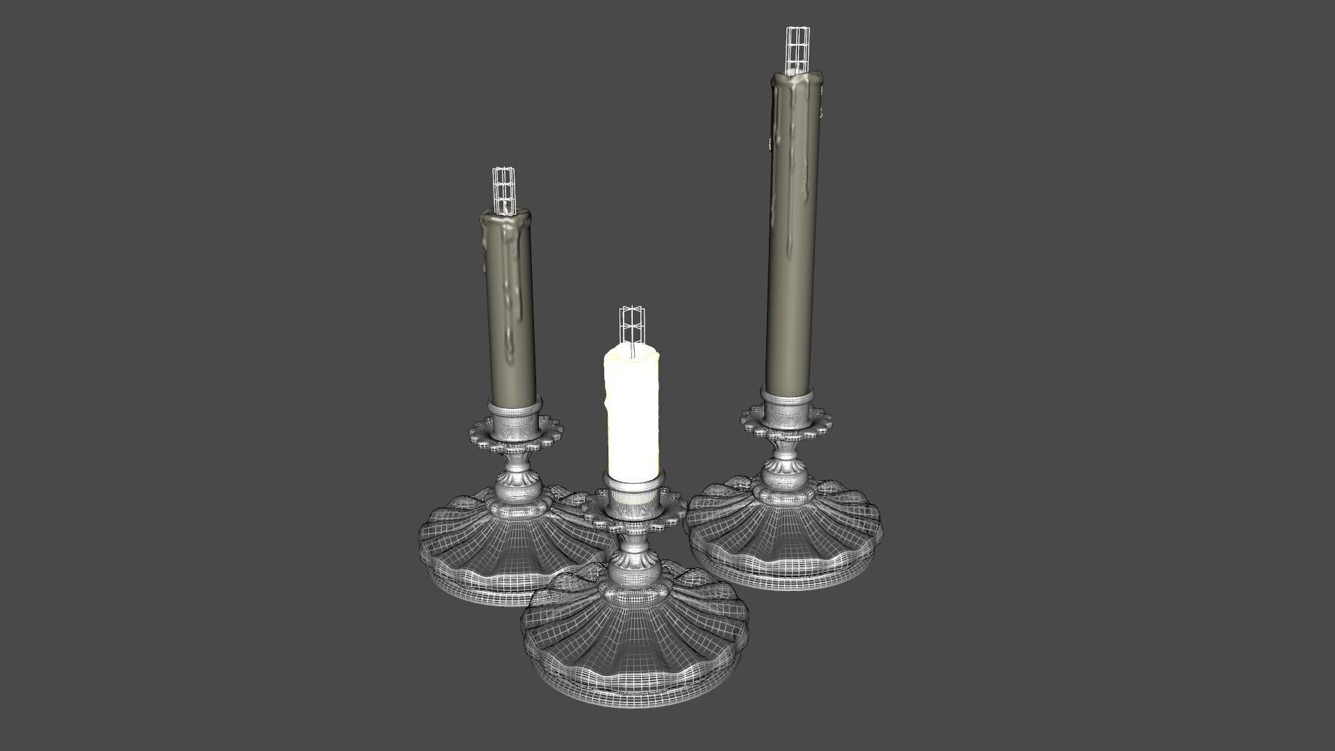 Antique Victorian Candle Low-poly 3D model_11