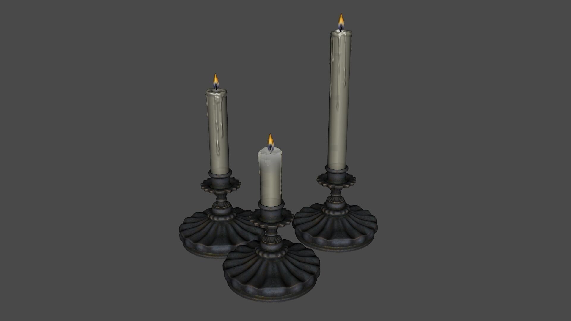 Antique Victorian Candle Low-poly 3D model_7