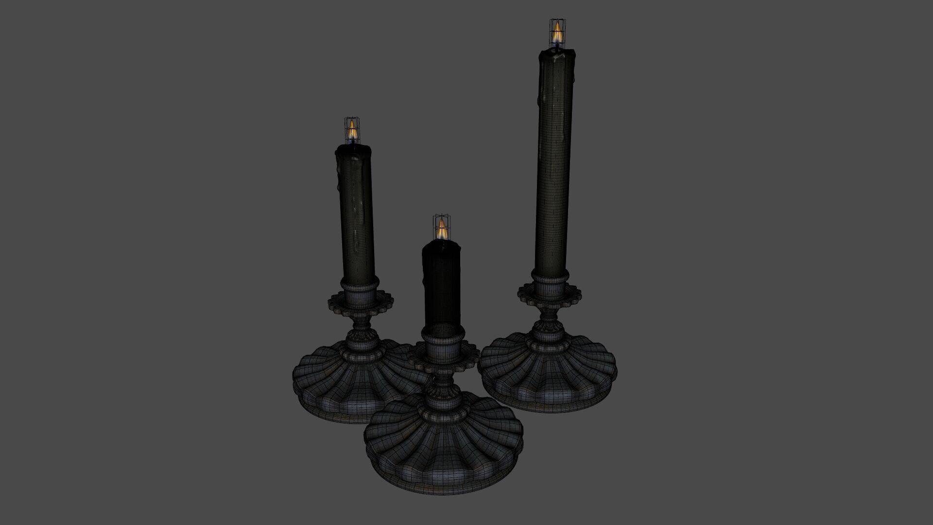 Antique Victorian Candle Low-poly 3D model_8