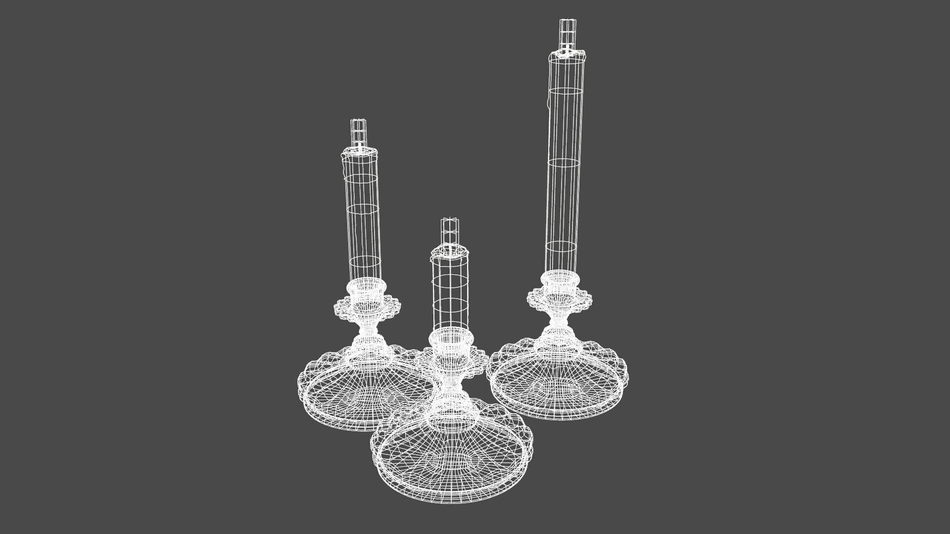 Antique Victorian Candle Low-poly 3D model_12