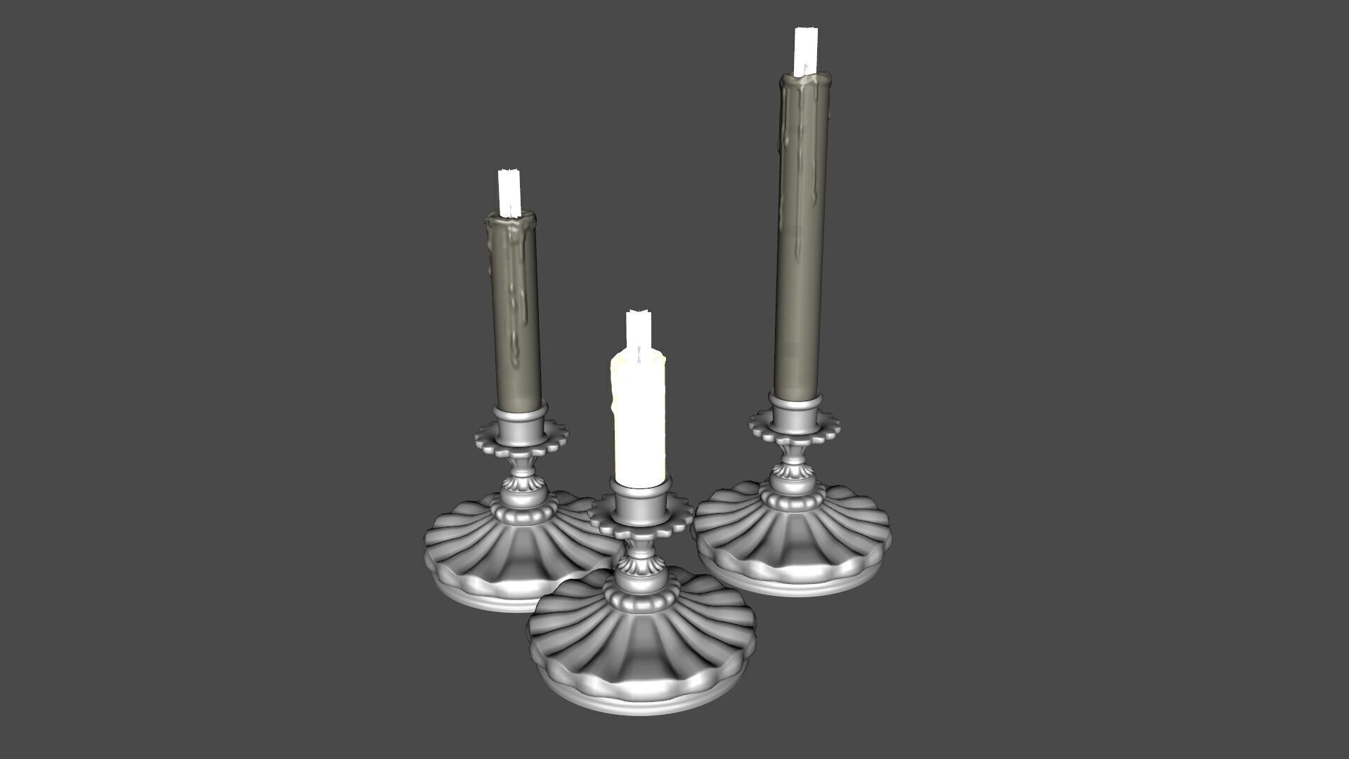 Antique Victorian Candle Low-poly 3D model_9