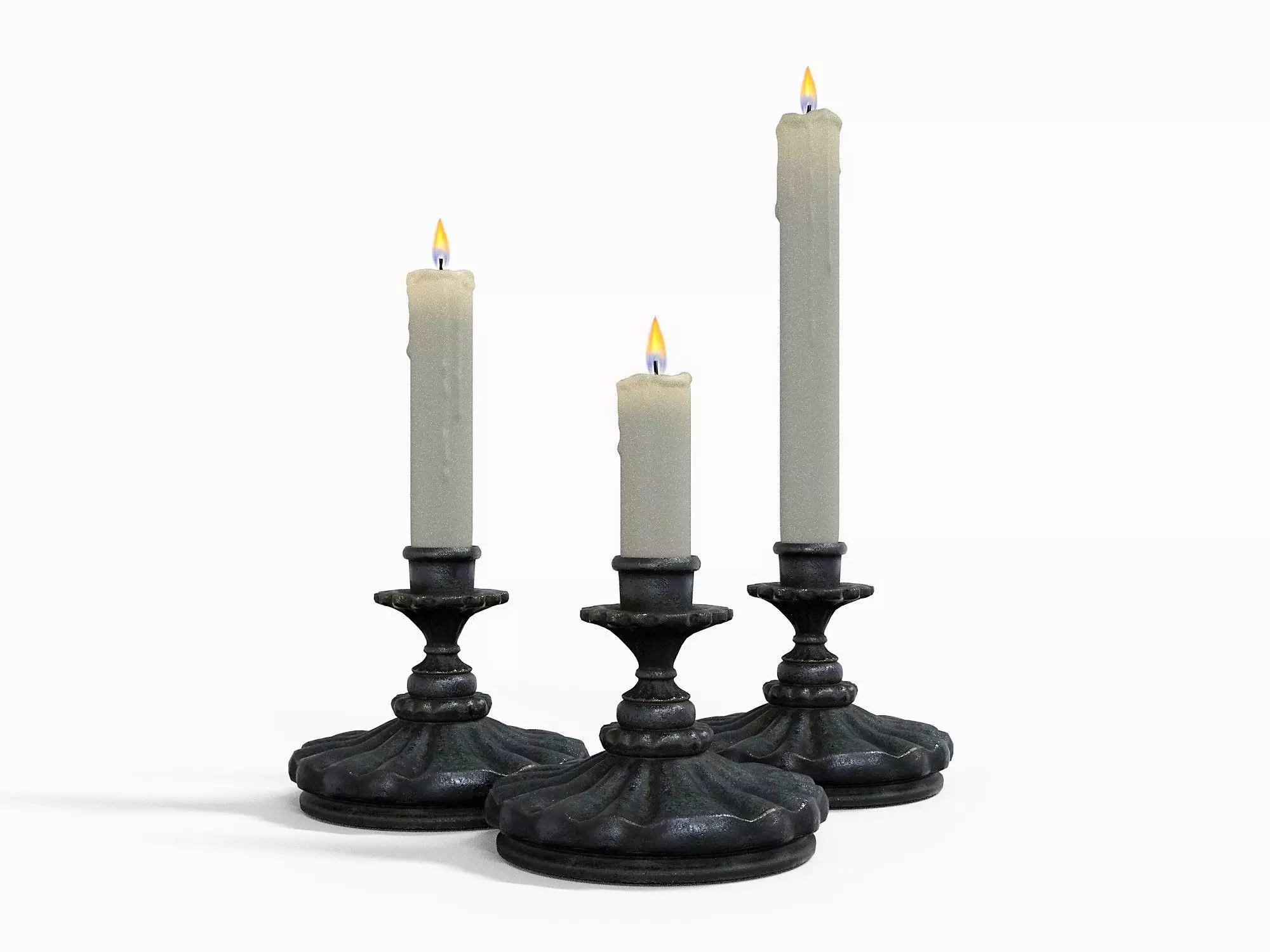 Antique Victorian Candle Low-poly 3D model_0