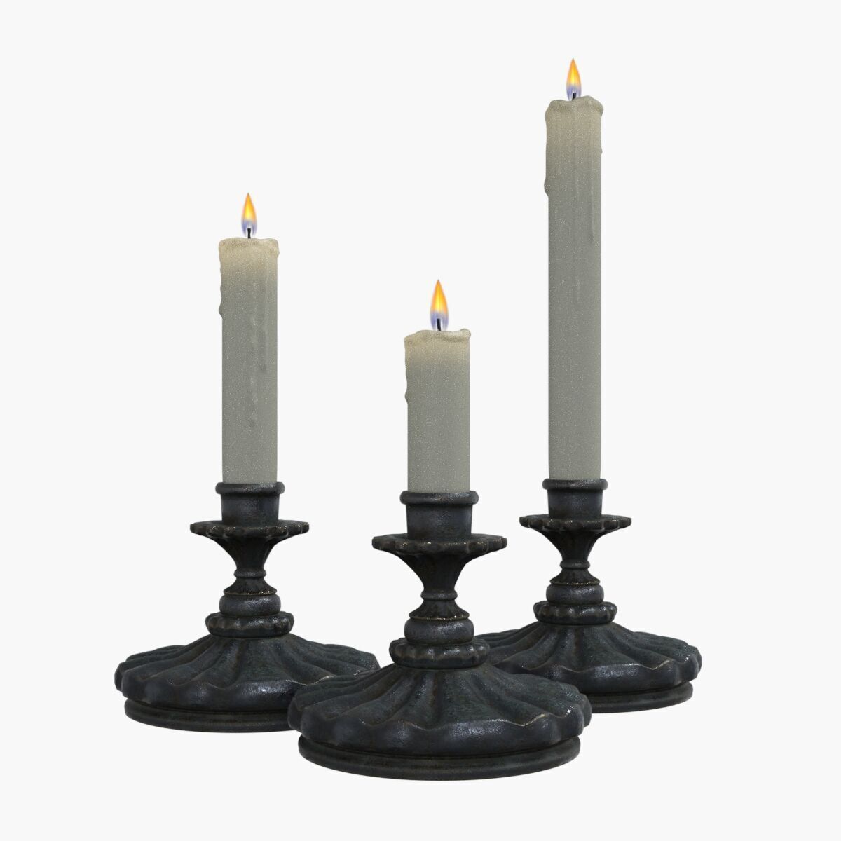 Antique Victorian Candle Low-poly 3D model_6