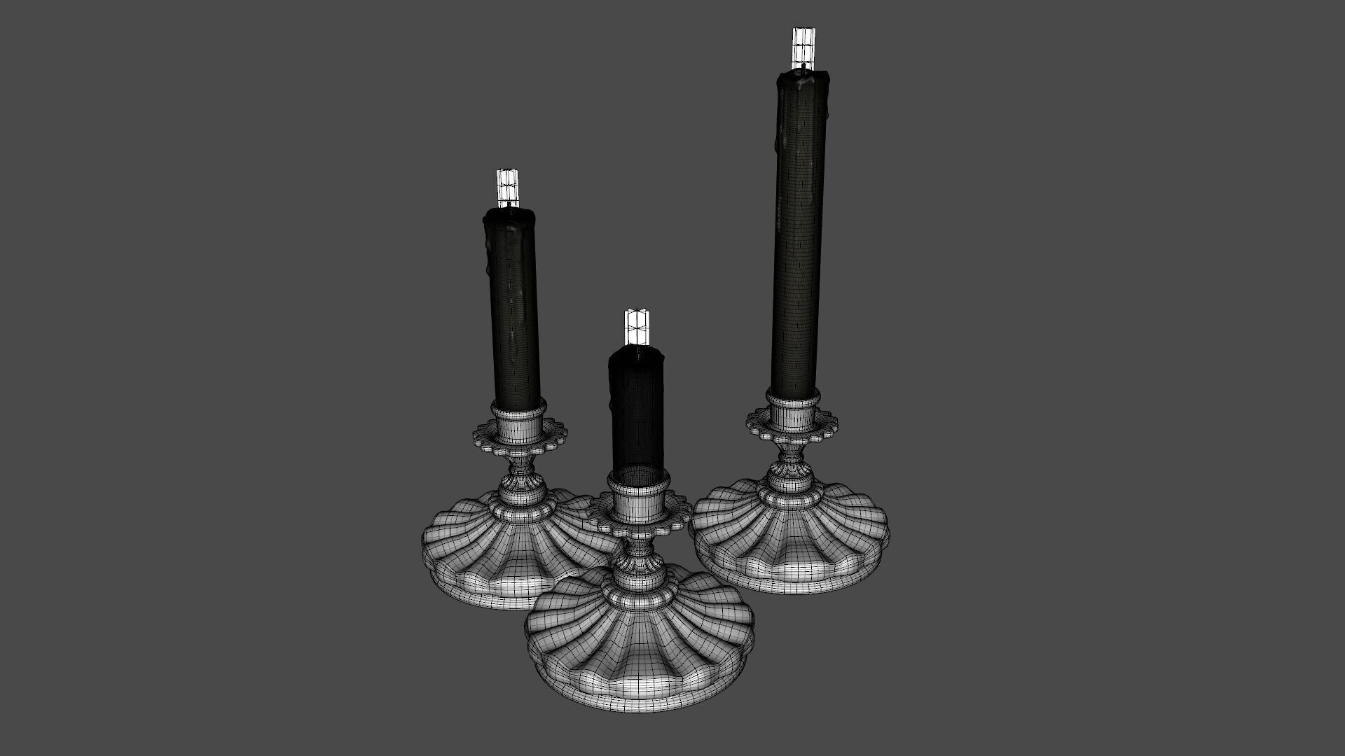 Antique Victorian Candle Low-poly 3D model_10
