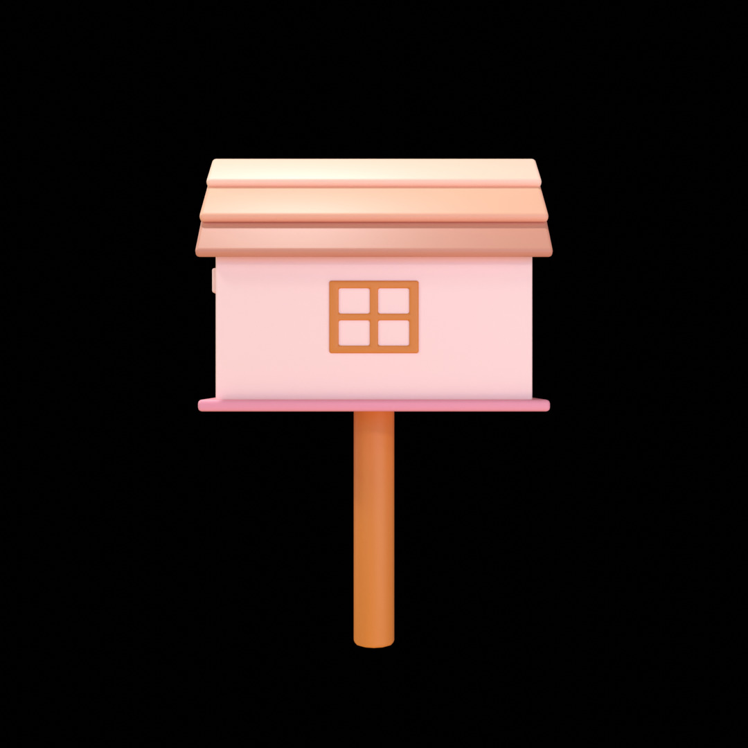 Mailbox Low Poly 3D Model 3D model_5