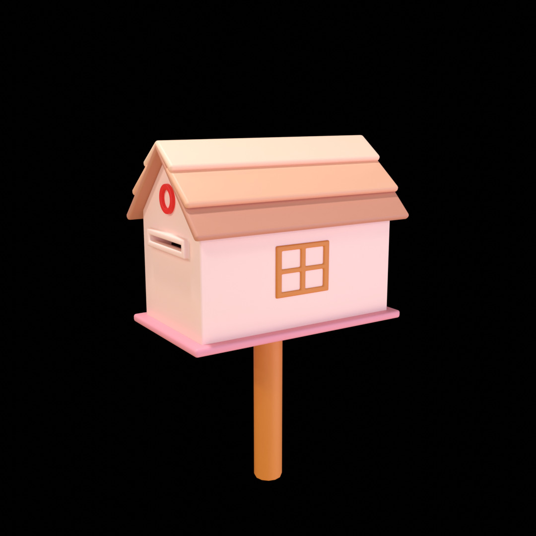 Mailbox Low Poly 3D Model 3D model_4