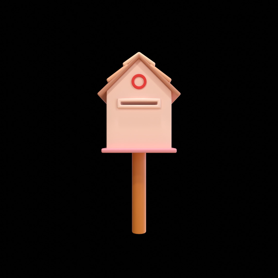 Mailbox Low Poly 3D Model 3D model_2