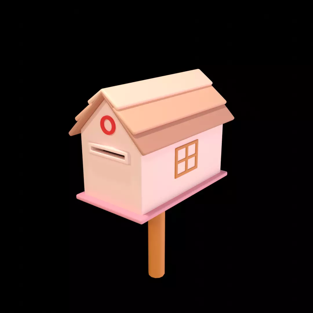 Mailbox Low Poly 3D Model 3D model_0