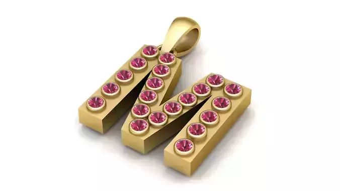 M WORD PENDANT 3D PRITABLE  MODEL 