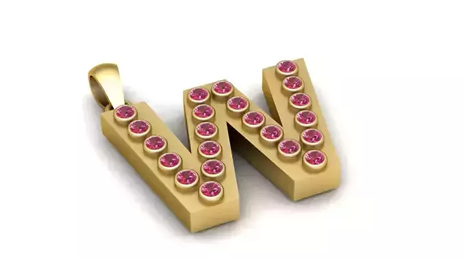 W WORD PENDANT 3D PRITNABLE MODEL 