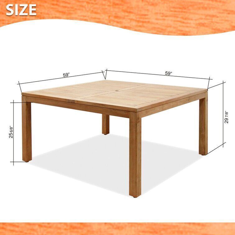 Anautica Person Square Teak Outdoor Dining Set 3D model_2