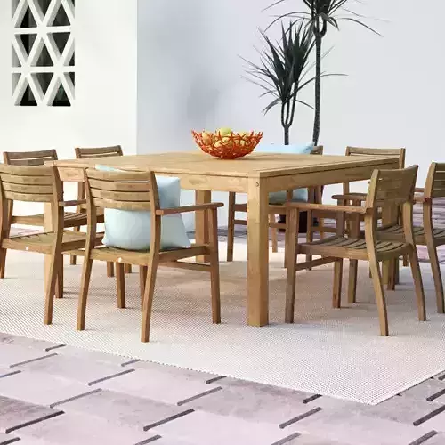 Anautica Person Square Teak Outdoor Dining Set