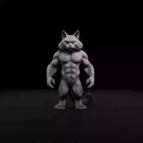 Anthropomorphic Rig-Ready Cat  Low-Poly Game Asset Low-poly 3D model